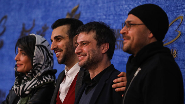 The cast of ‘Reverse’ attends the first day of the 37th Fajr film festival.