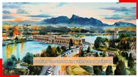 Iranian landmark in watercolor painting