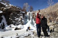 Iran waterfall put on ice in winter