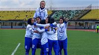 Iran women's soccer team in celebration